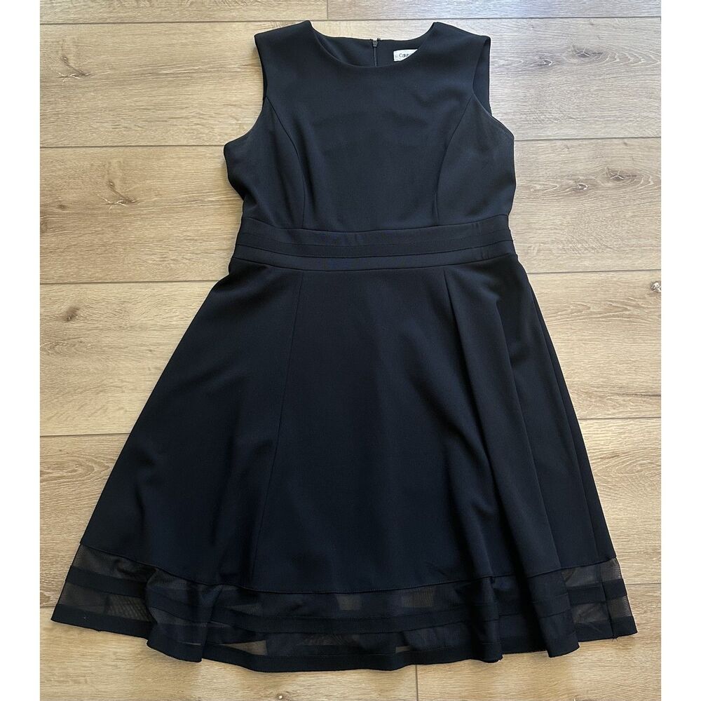 Women's Calvin Klein Black Sleeveless Dress with Mesh Details Size 14 EUC!